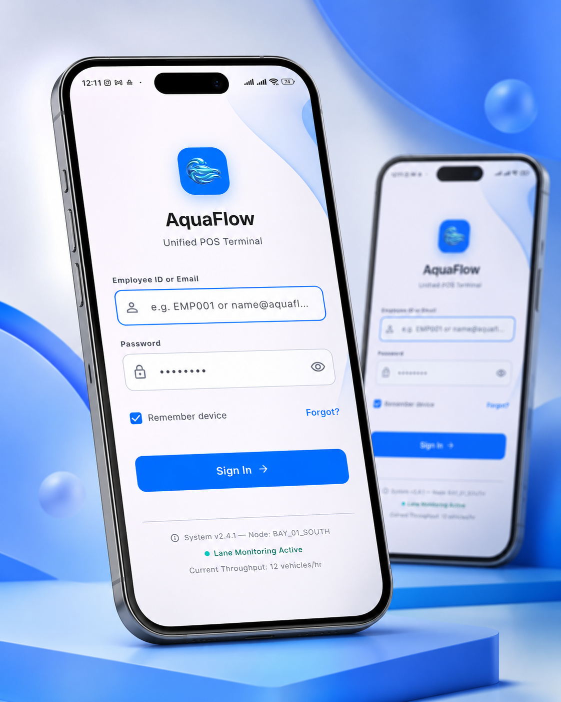AquaFlow mobile app mockup